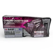 Lot of 4 1981 BASF Chrome Extra II 90 Minute Blank Cassette Tapes Plus Case NEW