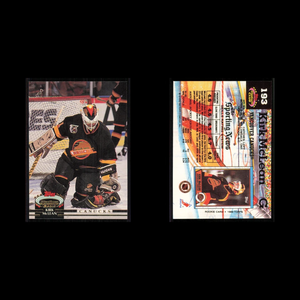 Kirk McLean #193 1992 Stadium Club Vancouver Canucks Hockey Card NHL NM - Image 3 of 3