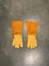 Vintage Leather Gardening Long Yellow Gloves Thorn Proof Leather Gloves