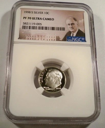 1998-S 10c SILVER NGC PF70UCAM PROOF ROOSEVELT DIME ULTRA CAMEO PR 70 DC
