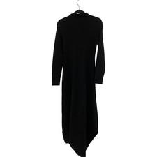Zara 50th Womens Asymmetric Dress Sz M Black Wool Blend High Collar 2893/085 NWT