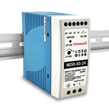 MDR-60-24 DIN Rail Power Supply 24V 2.5A 60W Single Output, Input 100-240V AC