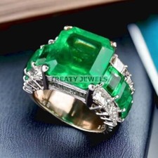 Emerald Octagon Cut Gemstone With 925 Sterling Silver Ring For Men's 568