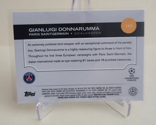 2024-25 TOPPS CHROME UEFA GIANLUIGI DONNARUMMA VIOLET PRISM REF 163 Ser #262/299 - Picture 2 of 2