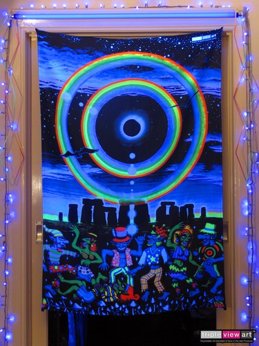 UV BACKDROP Black Light Fluorescent Glow Psychedelic Art Banner Goa Trance Deco - Picture 3 of 9