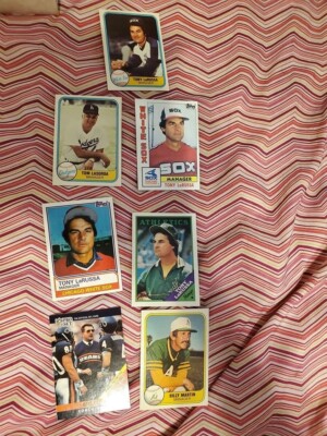 7 either football or baseball manager/coach cards. Larussa dikta Martin lasorda