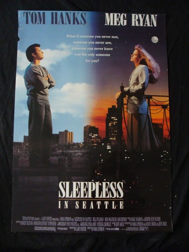 SLEEPLESS IN SEATTLE movie poster TOM HANKS MEG RYAN original video store promo