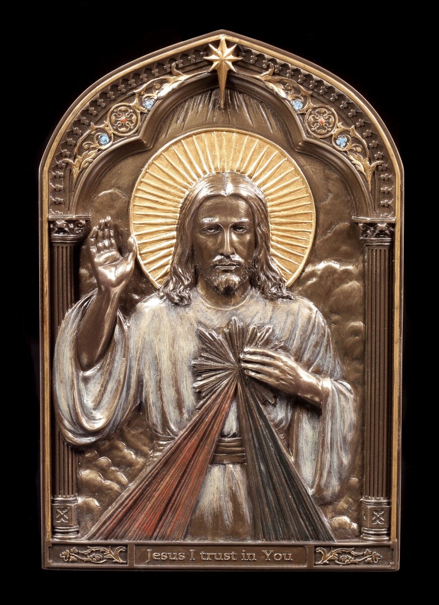 Wandrelief Ikone Jesus - Göttliche Barmherzigkeit - Veronese Christus Bild