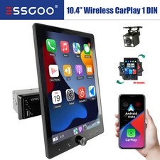 10" 1 DIN Car Radio Stereo Wireless Apple Carplay Android Auto Rotatable Screen