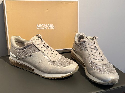 Authentic Silver Grey All Glitter Leather “Allie” Michael Kors Trainers, UK 3 - Picture 8 of 15