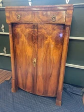 Biedermeier Armoire, Walnut Veneer, Full Columns, built around 1850-1900