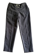 Versace Jeans Gold O-Ring Belt Tailored Pants Women's Size 2 Black Pockets