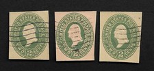 Lot 3 Vintage US Postal Stationery Corner 2c Cent Stamps Square Cut Washington
