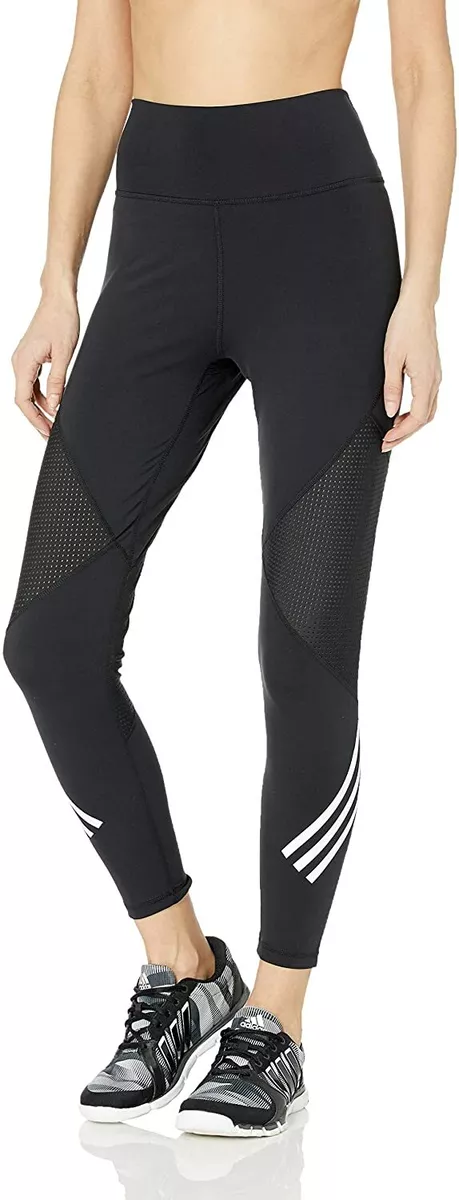 adidas Women s Believe This High Rise 7 8 Length 3 Stripes Tight Black White