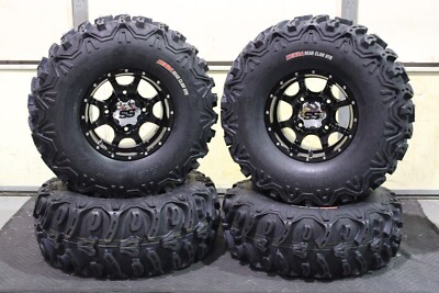 ACE 570 27'' BEAR CLAW HTR RADIAL 8 Ply ATV TIRE COBRA BLK WHEEL KIT POL3A