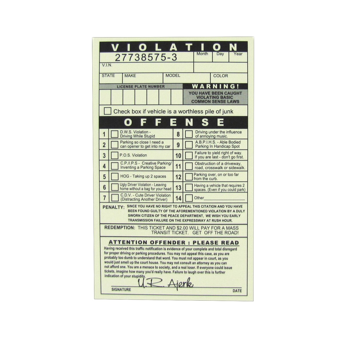 Fake Parking Ticket Funny Novelty Car Violation Prank Practical Joke Gag Gift | eBay fake-parking-ticket-funny-novelty-car-violation-prank-practical-joke-gag-gift-ebay