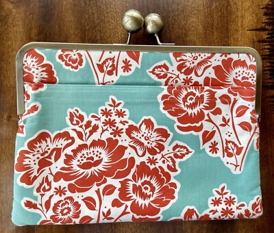 Kiss Lock Floral Fabric Clutch Case Pouch for eReader or  iPad Mini or Book