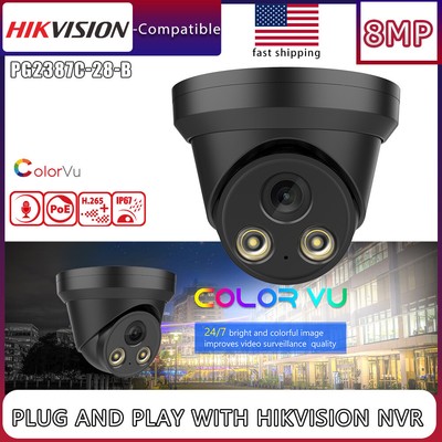 Hikvision Compatible 4K ColorVu 8MP IP Camera Mic Plug and Play with Hikvision 