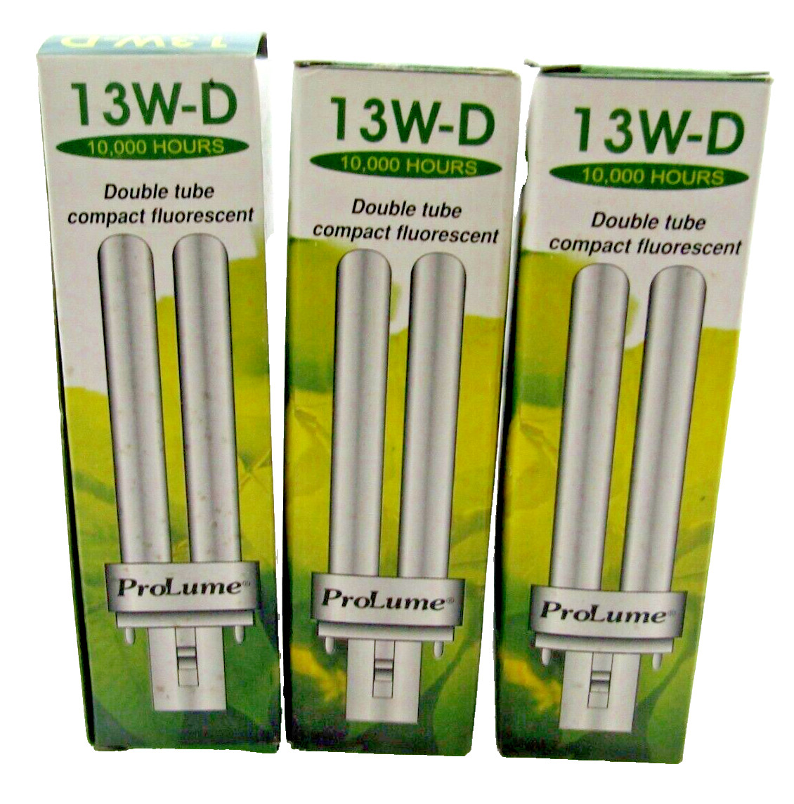 3 New ProLume 13 Watts 900 Lumens 2 Pin 2700K Double Tube Light Bulbs #109146