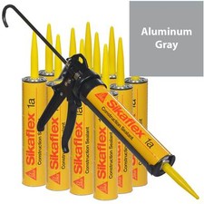 Sikaflex 1A Polyurethane Sealant, 10.1 oz, 12 Pack, Pro Caulk Gun, ALUMINUM GRAY