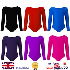 CHILDREN GIRLS LEOTARD GYMNASTIC LYCRA SPORT SUIT BALLET DANCE LONG SLEEVE SHINY