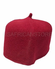 Original  Igbo Traditional Red Cap, Chieftaincy - Wool Felt Red (Meduim)