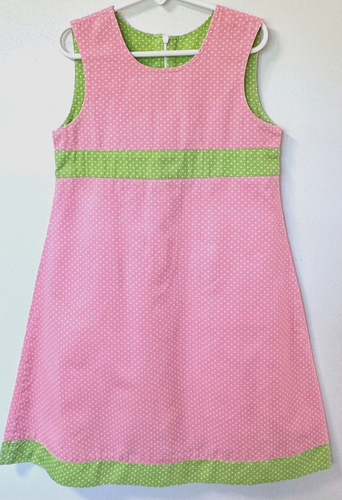 Rags Land Girl Size 8 Pink Polka Dots Sleeveless+Green Polka Dots Accents