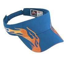 NEW BLUE GOLD FLAME FIRE PATTERN SUN VISOR CAP ADJUSTABLE SKATE CURVED BIKER