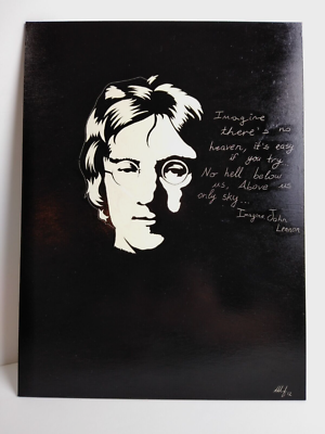 Hobbyist Piece Hand Painted Silhouette Rendition of John Lennon w