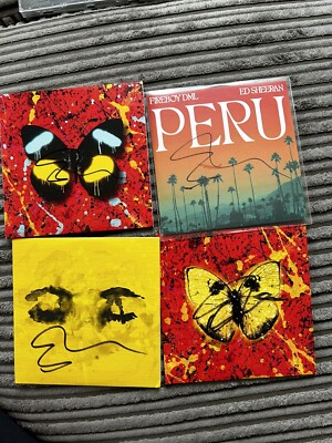 Ed Sheeran SIGNIERTE CD-Sammlung Set 4 CDs neuwertig Schauer Peru Augen geschlossen etc.
