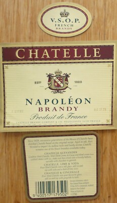NEW ZEALAND CHATELLE NAPOLEON BRANDY V S O P wine labels