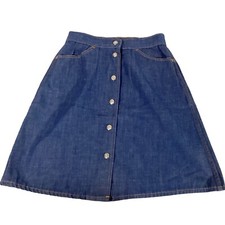 Vtg 70s Levi's Button Front Denim A-Line Skirt Made in USA Orange Label