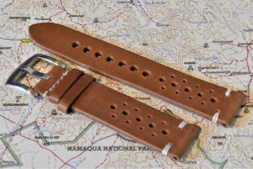 HANDMADE Italian Leather Rally Racing Watch Strap, Quick Release, 18-24mm - Picture 10 of 12