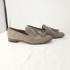 Franco Sarto Womens Loafer Havea Suede Tassel Flat Shoes Grey / Tan Sz 6M