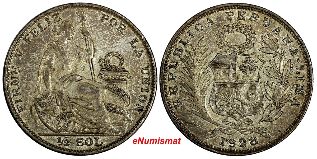 アンティーク銀貨、ペルー 1928年 、1929年1/2 SOL Las mejores ofertas en Monedas de plata 1928 año peruana | eBay
