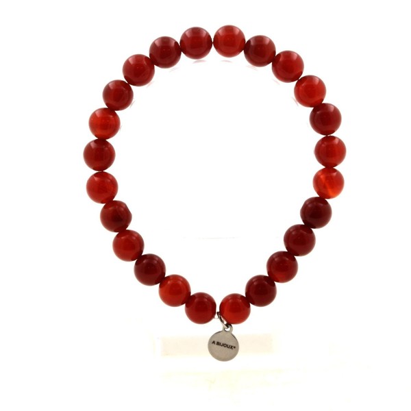Steine Und MinéRaux. Armband Perlen Achat Rot 8 Mm. Made IN Frankreich Tail-image