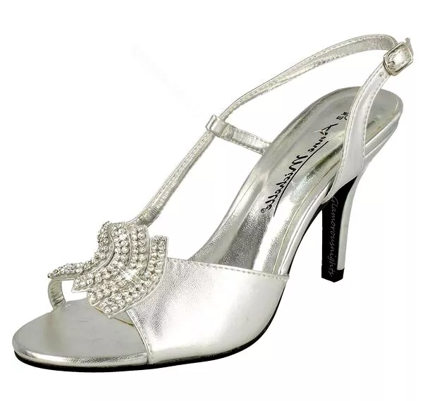 Ladies silver hotsell diamante shoes