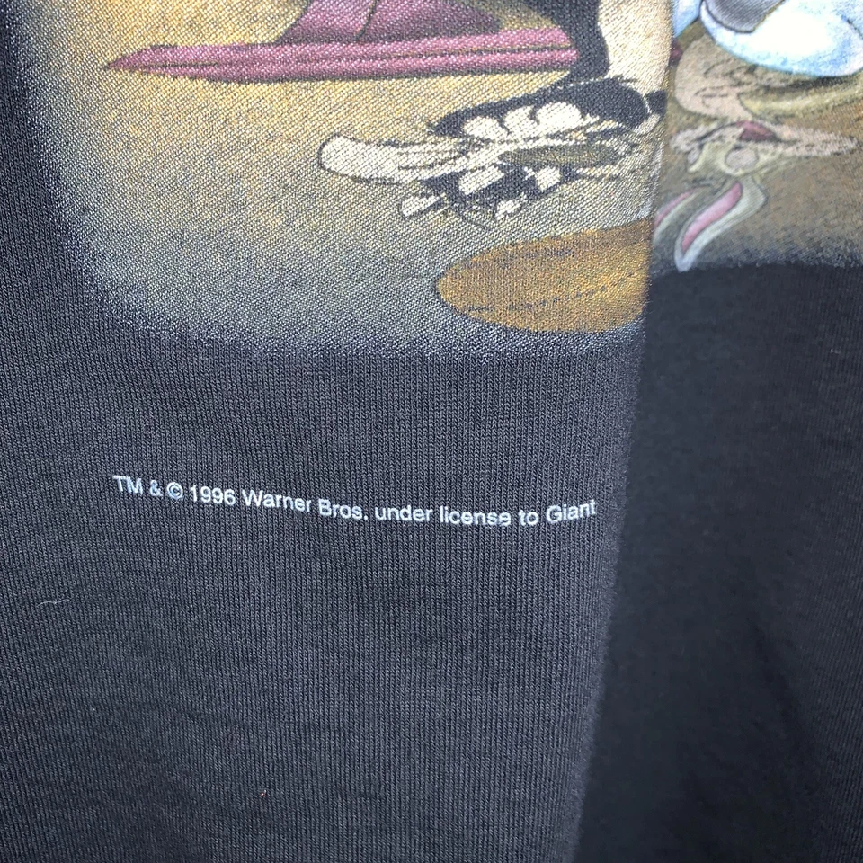 Vintage Space Jam Movie Game Promo 1996 Tee Black T-Shirt Long Sleeve Sz Large - Image 3 of 4