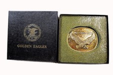 New NRA Golden Eagles Belt Buckle National Rifle Association 3 3/8 inches wide