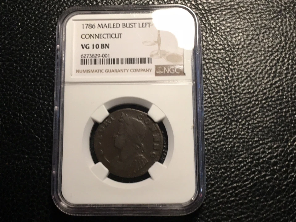 1786 Mailed Bust Left Connecticut colonial NGC vg 10 original Brown Color - Image 3 of 4