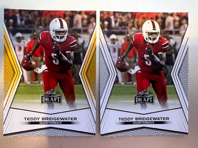 (x2) 2014 Leaf Draft Teddy Bridgewater ( Louisville ) Base & Gold Rookie #TB1
