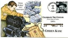 WWLF US COLLINS CACHET FDC CELEBRATE THE CENTURY CTC 3186o  CITIZEN KANE WELLES