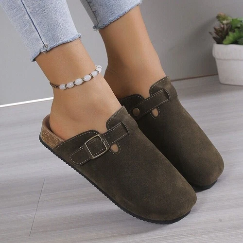 Clogs Hausschuhe Kork Fußbett Sandalen Wildleder Pantoletten Rutschen Berufssch - Bild 15 von 26