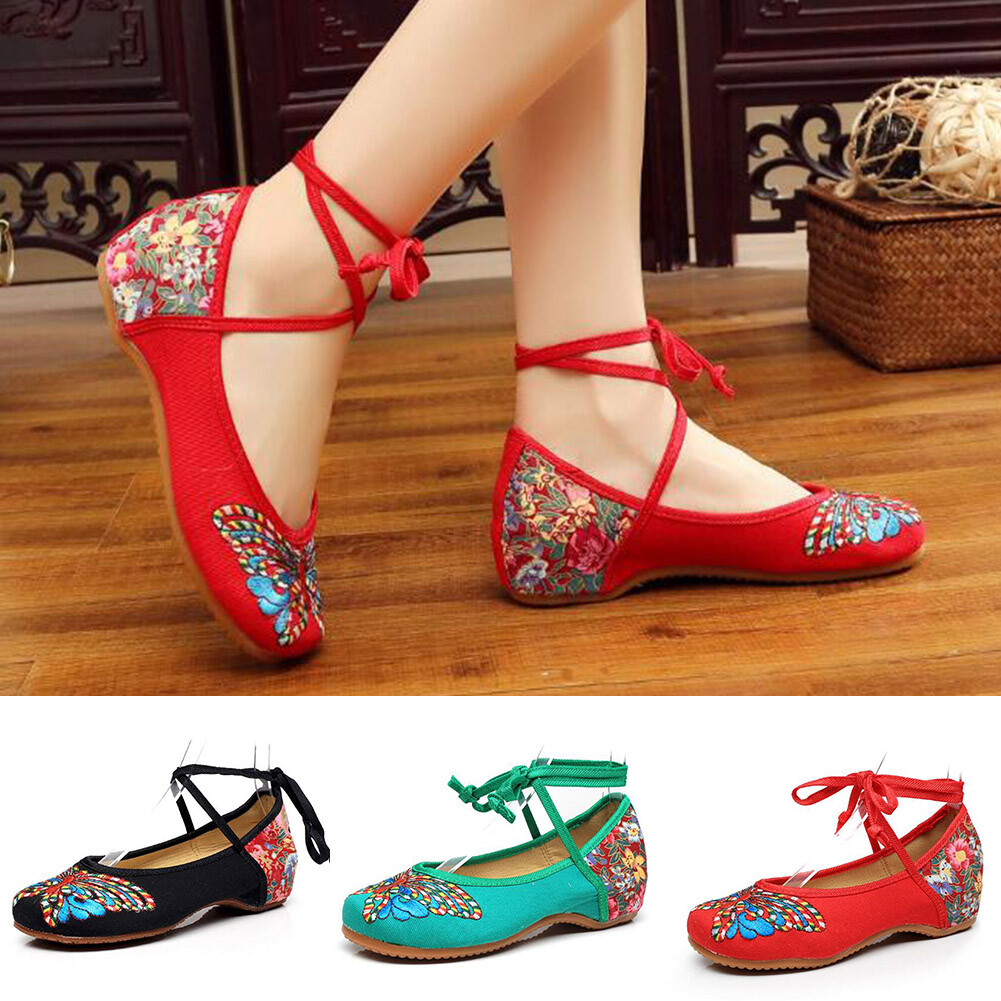 MissMao Damen-Sandalen – Chinesisch Bestickt, Mary-Jane-Design, Mit Spitze, Für Den Sommer