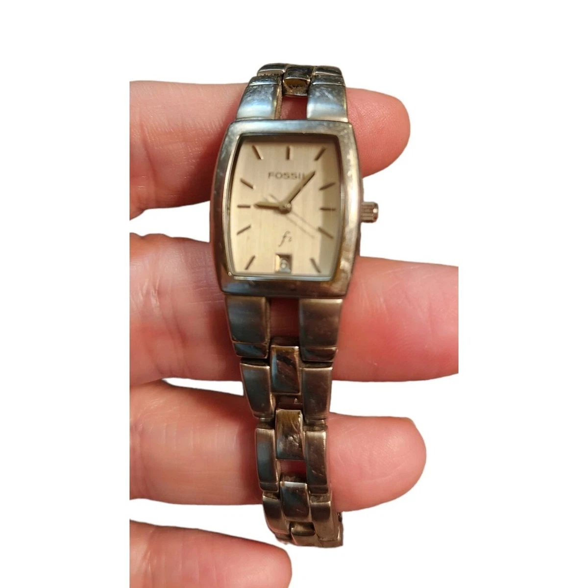 Fossil silver chain watch sale