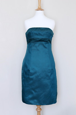 DSQUARED2 teal metallic tuxedo mini bodycon pencil strapless bustier dress Small