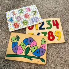 Set of 3 Wooden Number Puzzles  Educational Puzzle Bundle
