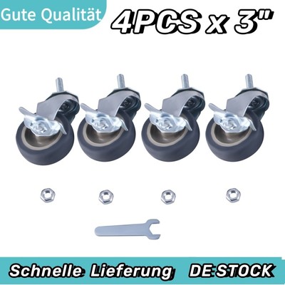 4PCS 75mm Heavy Duty Swivel Castor Trolley Furniture Casters Rubber Wheels