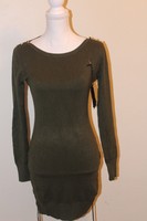 Miss Sasa Sz M Army Green Long Sleeve Tunic Sweater Dress W/ Side Laceup Miss Sasa Sz M Army Green Long Sleeve Tunic Sweater Dress W/ Side Laceup