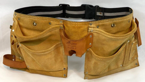 New AWP Suede Leather AS-499-3 Construction Tool Belt Pouch Holder Adjustable - Picture 1 of 19